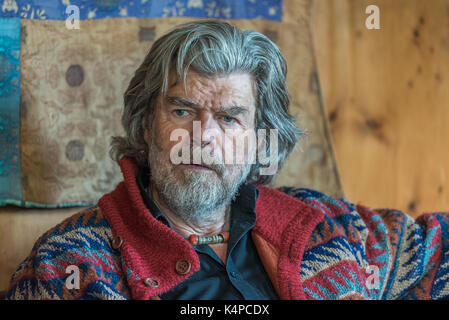 Reinhold Messner alpiniste à son château de Juval au Tyrol du Sud, Italie Banque D'Images