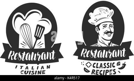 Logo de restaurant. Eatery, diner, bistro label. Vector illustration lettrage Illustration de Vecteur