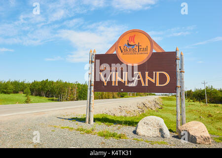 Le Vinland la Viking Trail, péninsule Great Northern, à Terre-Neuve et Labrador, Canada. Banque D'Images