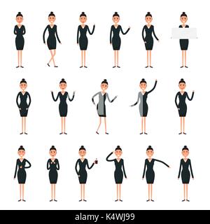 Création de personnage féminin set.businesswomen caractères.ensemble d'une fille dans différentes poses.caractères pour votre projet.construire votre propre design.fla dessin animé Illustration de Vecteur