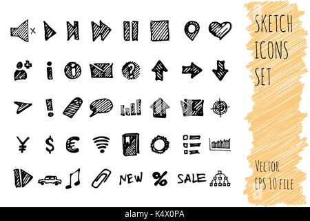 Dessiner à main doodle business icon set. collection d'icônes, éléments esquissés d'affaires Illustration de Vecteur