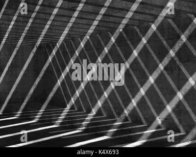 Résumé fond intérieur en béton modèle, a recoupé des faisceaux de lumière et ombre, illustration avec double exposition, d'effet 3D render Banque D'Images