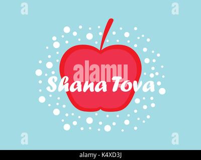 Roch Hachana. Conception de cartes de voeux Nouvel An juif. Shana Tova. Red Apple. Vector illustration Illustration de Vecteur