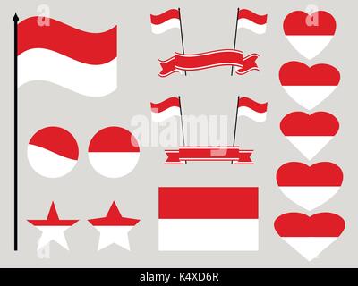 Monaco . Ensemble de symboles coeur et cercle. Vector illustration Illustration de Vecteur