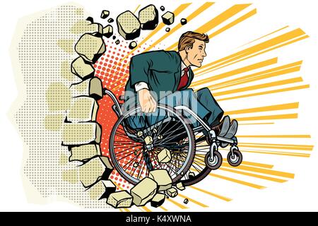 Businessman dans un fauteuil roulant. Handicap et santé Illustration de Vecteur