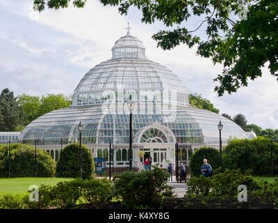 Le fer et verre magnifique palm house, Sefton Park, Liverpool, construit 1896 par Mackenzie et moncur, Glasgow, et doué par Henry yates Thompson. Banque D'Images