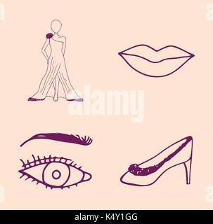 Ensemble vectoriel d'icônes de mode Illustration de Vecteur