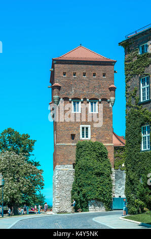 Fragment du château royal de Wawel complexe avec la Tour des Voleurs - Cracovie, Pologne. Banque D'Images