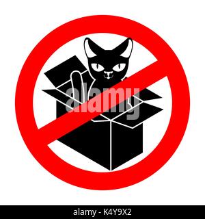 Arrêter cat en boîte. interdit accueil animal en signe d'interdiction. Illustration de Vecteur