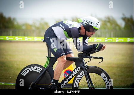 Britain's Pro Cycling 2017 Tour de Grande-Bretagne - 5e étape - l'étape de tendring individuelle contre la montre à bord de clacton. riders ride 16km, ou 10 milles. tendring dans l'Essex, a été choisie pour accueillir l'épreuve individuelle étape au cours de cette année, l'énergie ovo tour of Britain, comme le world's top riders contest la course contre la montre lors de l'étape 5 le jeudi 7 septembre. Banque D'Images