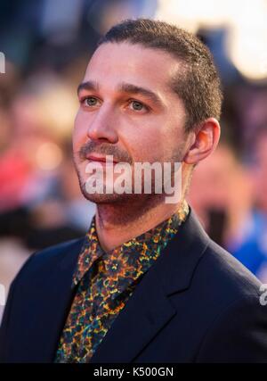 Toronto, Canada. Sep 7, 2017. L'acteur Shia Labeouf assiste à la première du film 'borg/mcenroe' au cours de la 2017 Toronto International Film Festival de Toronto, Canada, sept. 7, 2017. La 2017 festival international du film de Toronto (TIFF) a débuté jeudi avec quelque 340 films à l'écran lors de l'événement, qui se déroule jusqu'au 17 septembre. crédit : zou zheng/Xinhua/Alamy live news Banque D'Images