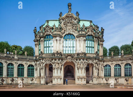 Allemagne, Saxe, 1650 à Zwinger, vue sur le mur Pavillion Banque D'Images