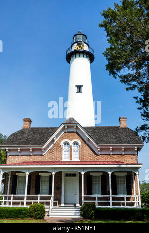 Géorgie, St.Simons Island, St.Simons Island Light,phare,maison de gardien,extérieur,USA Etats-Unis Amérique du Nord,GA170512012 Banque D'Images