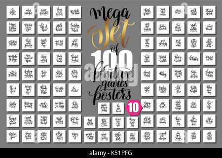 Mega jeu de 100 affiches citations positives Illustration de Vecteur