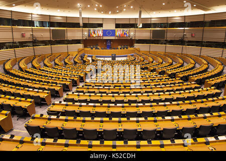 Hémicycle du Parlement européen à Bruxelles, Belgique. Banque D'Images