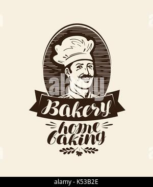 Boulangerie, boulangerie logo ou label. Accueil de cuisson, pain, baker symbole. vintage vector illustration