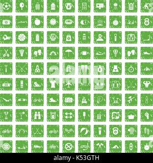 La vie active 100 icons set grunge green Illustration de Vecteur