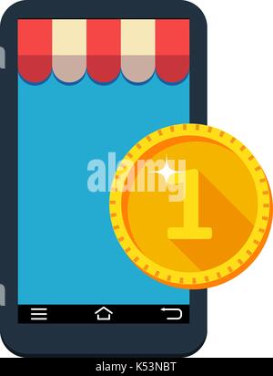 Le paiement via smartphone. paiement sans contact Illustration de Vecteur