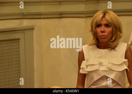 Athènes, Grèce. 07Th sep 2017. Brigitte macron, épouse du président français, au cours de la conférence de presse. crédit : dimitrios karvountzis/pacific press/Alamy live news Banque D'Images