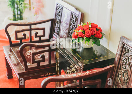 Meubles en bois de style chinois décoration de la maison. Banque D'Images