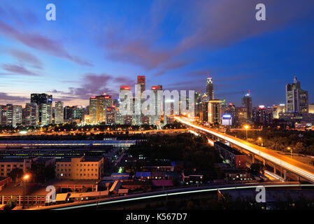 Beijing, Chine - le 9 septembre 2016 : high angle view of beijing cbd skyline at night Banque D'Images