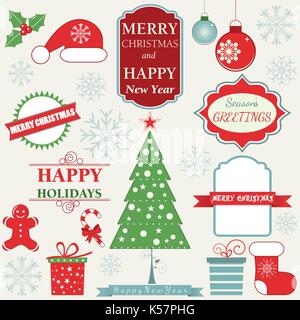 Jeu d'étiquettes de Noël Illustration de Vecteur