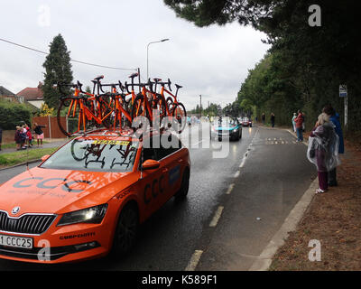 Westerfield, Suffolk, UK. 8 septembre, 2017. tour of Britain stage 6 passe par playford suffolk. crédit : Angela Chalmers/Alamy live news Banque D'Images