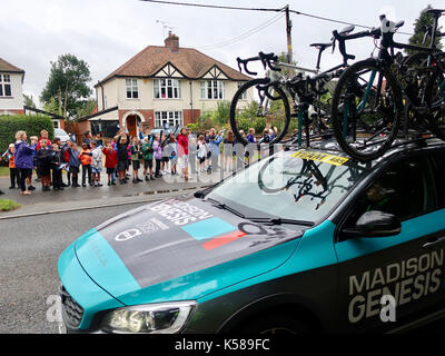 Westerfield, Suffolk, UK. 8 septembre, 2017. tour of Britain stage 6 passe par playford suffolk. crédit : Angela Chalmers/Alamy live news Banque D'Images