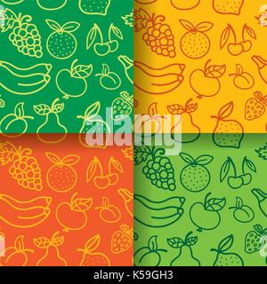 Illustration du modèle homogène de fruits et de baies en différentes couleurs Illustration de Vecteur