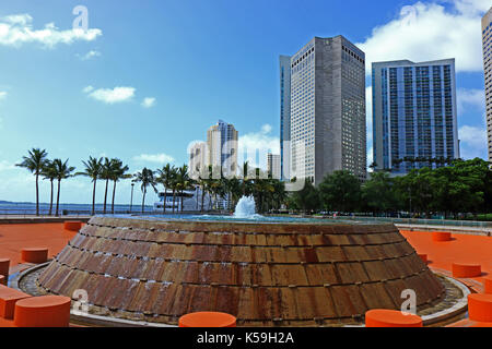 Fontaine eau poivre en affichage Bayfront Park, centre-ville de Miami Banque D'Images