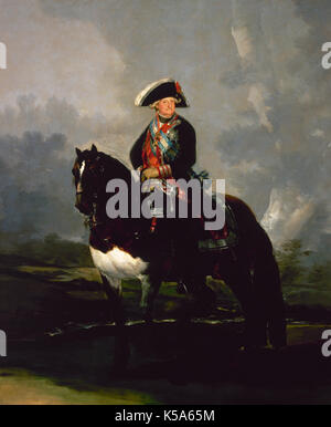 Charles IV (1748-1819). Roi d'Espagne (1788-1808). Charles IV à cheval, 1800. Peinture de Francisco de Goya. Musée du Prado, Madrid, Espagne. Banque D'Images