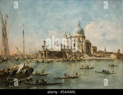 Francesco Guardi : la Punta della Dogana avec Santa Maria della Salute (1770) Banque D'Images