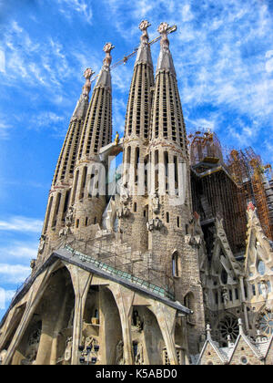 Flèches de la basilique de la Sagrada Família Banque D'Images