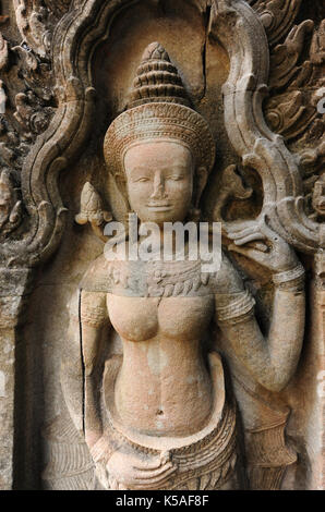 La danse apsaras bas-relief à Angkor Thom, Siem Reap, Cambodge, Asie Banque D'Images