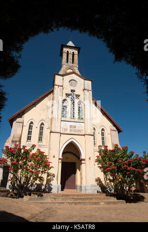 Antranobiriky église dans la vieille ville de Fianarantsoa, Madagascar Banque D'Images