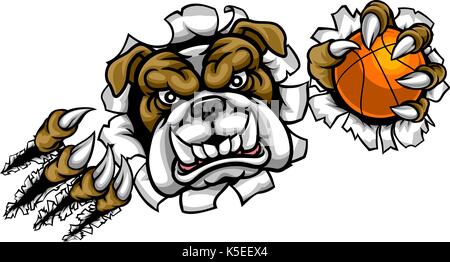 Sports Basket-ball Bulldog Mascot Illustration de Vecteur