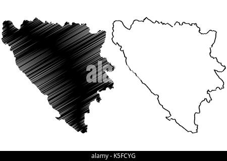 La Bosnie-et-Herzégovine map vector illustration gribouillage, croquis Bosnie-Herzégovine Illustration de Vecteur