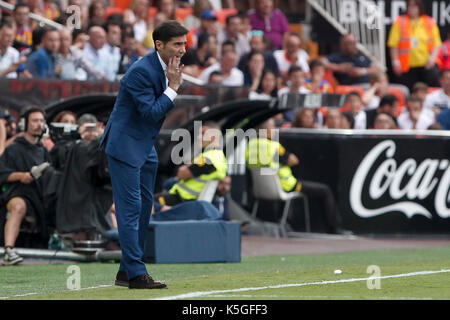 Valence, Espagne. 09Th sep 2017. entraîneur de valence cf marcelino garcia toral au cours de l'espagnol la liga match entre Valence CF vs Atlético de Madrid au stade Mestalla on September 09, 2017. crédit : gtres más información en ligne comuniación,s.l./Alamy live news Banque D'Images