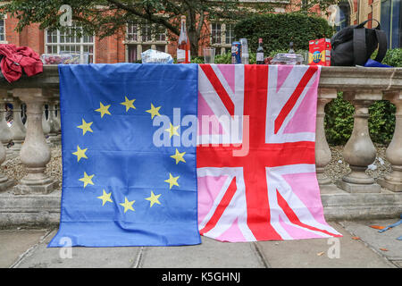 Londres, Royaume-Uni. Sep 9, 2017. L'Union européenne volontaires distribuent des drapeaux pour les membres de l'assistance pour le finale de la nuit dernière à the proms au Royal Albert Hall Crédit : amer ghazzal/Alamy live news Banque D'Images