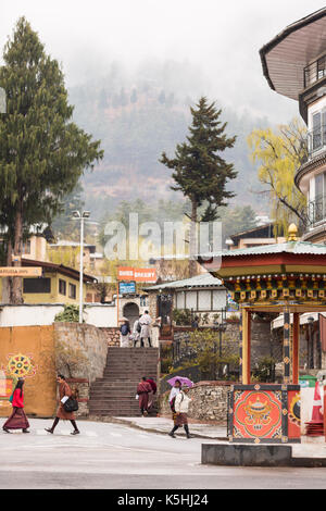 Rond-point dans le centre de Thimphu, Bhoutan de l'ouest Banque D'Images