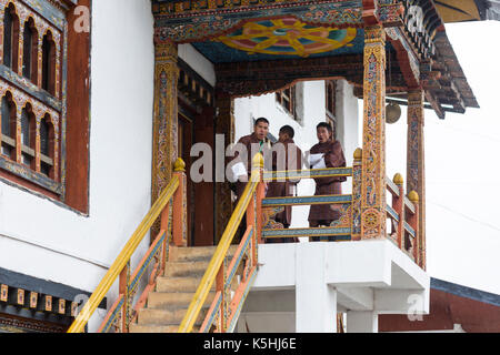 Entrée principale de l'institut de zorig chusum, les arts et l'artisanat ou de l'école de peinture, Thimphu, Bhoutan de l'ouest Banque D'Images