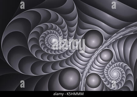 Noir et blanc. abstract fractal design. isolé sur fond noir. Banque D'Images