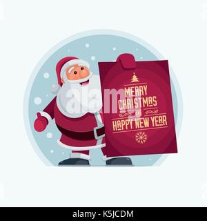 Vector illustration du Père Noël. Concept design de Noël. Bannière de noël santa montrant. Illustration de Vecteur