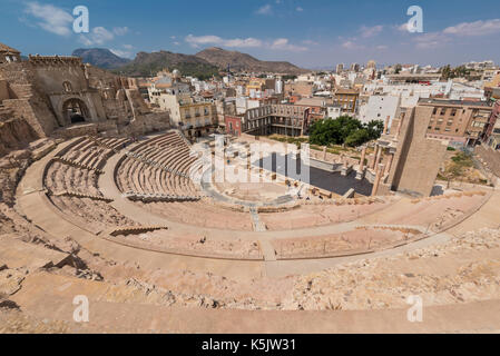 Amphithéâtre romain de la ville de Cartagena, Murcia, Espagne. Banque D'Images