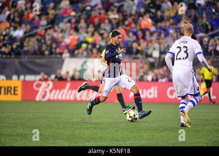 Foxborough, Massachusetts 9 Sep 2017. New England Revolution terrain Lee Nguyen (24) partie en action pendant le match entre MLS l'Impact de Montréal et le New England Revolution tenue au Stade Gillette à Foxborough dans le Massachusetts. Défaite 1-0 de l'impact de la révolution. Eric Canha/CSM/Alamy Live News Banque D'Images