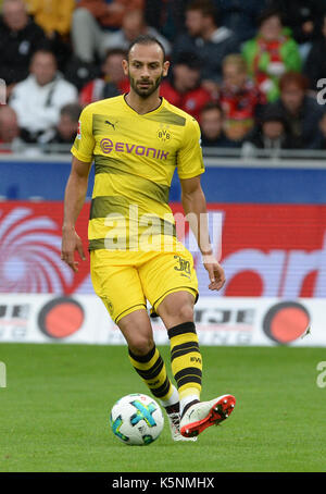 Freiburg, Allemagne. Sep 9, 2017. dortmund's oemer toprak en action au cours de la Bundesliga match de foot entre Fribourg et Borussia Dortmund dans le schwarzwald stadium à Freiburg, Allemagne, 9 septembre 2017. photo : Patrick seeger/dpa/Alamy live news Banque D'Images