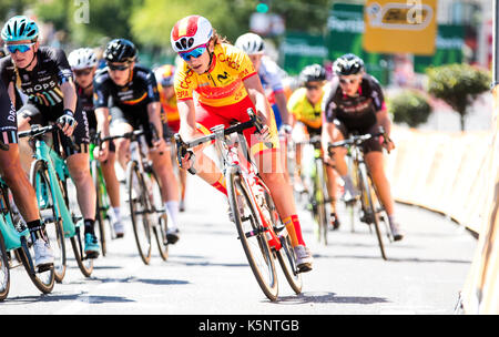 Madrid, Espagne. Sep 10, 2017. Un cycliste de l'équipe espagnole rides pendant la course cycliste femmes 'Madrid Challenge" le 10 septembre 2017 à Madrid, Espagne. Crédit : David Gato/Alamy Live News