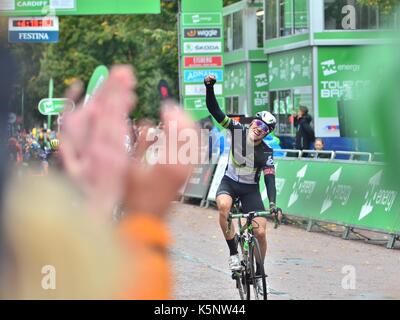 Cardiff, Royaume-Uni. Sep 10, 2017. 10 aug 17. Cardiff, Pays de Galles, Royaume-Uni. l'énergie ovo tour of Britain stade 8 finitions de Worcester à Cardiff sur un tour du circuit 3 rue. La victoire a été prise dans un sprint par edvald Boasson Hagen (photo) et le grand gagnant de la course cycliste a été lars boom.Photo credit : Ian homer/Alamy live news Banque D'Images