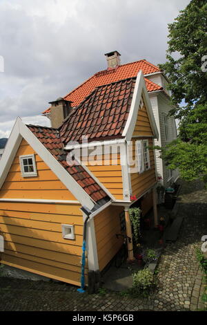 Maisons en bois historique dans Nostet Domaine du centre-ville, Bergen, Norvège Banque D'Images