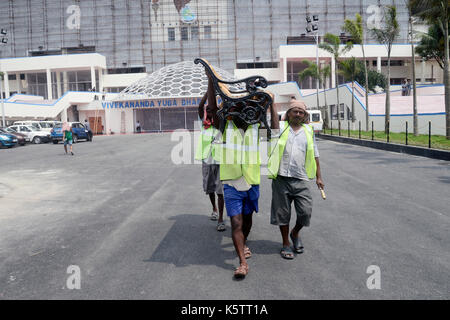 Kolkata, Inde. Sep 10, 2017. préparation finale en cours avant de la fifa U-17 World Cup 2017 l'Inde à Salt Lake Stadium ou yuvabharati krirangan le 10 septembre 2017 à Kolkata. crédit : saikat paul/pacific press/Alamy live news Banque D'Images